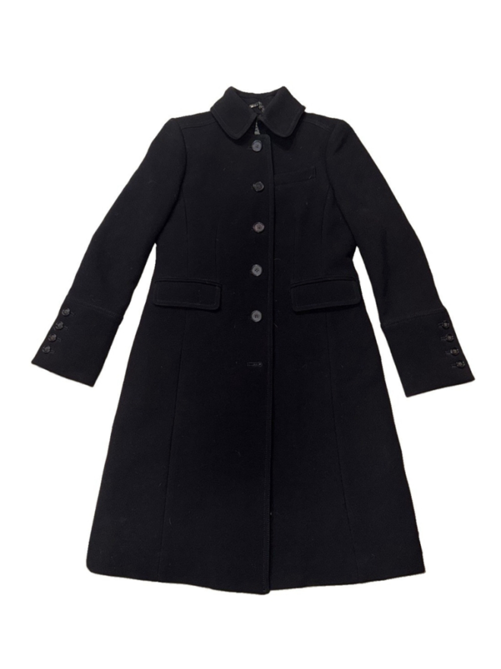 J Crew Lady Day Coat Black 0P Italian Double Cloth Wool Thinsulate Petite